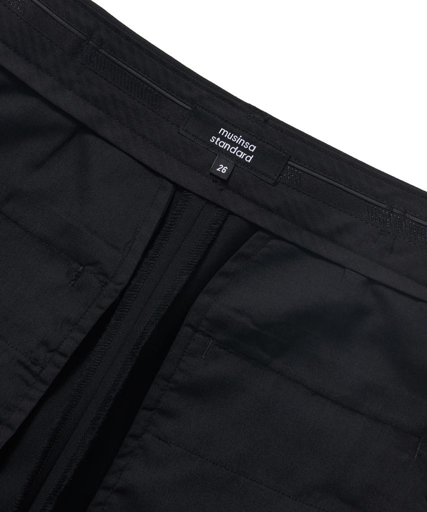 MUSINSA STANDARD WOMAN Women'S Lightweight Hidden Elastic Waist Half Slacks [Black]