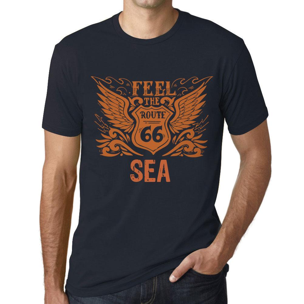 Men’s Vintage Tee Shirt Graphic T Shirt Feel The SEA Navy