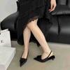 Design sense French temperament not tired feet high heels women's 2025 new thin heel pointed head bag head sandals empty shoes