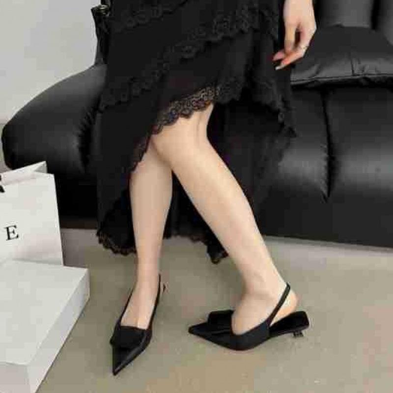 Design sense French temperament not tired feet high heels women's 2025 new thin heel pointed head bag head sandals empty shoes