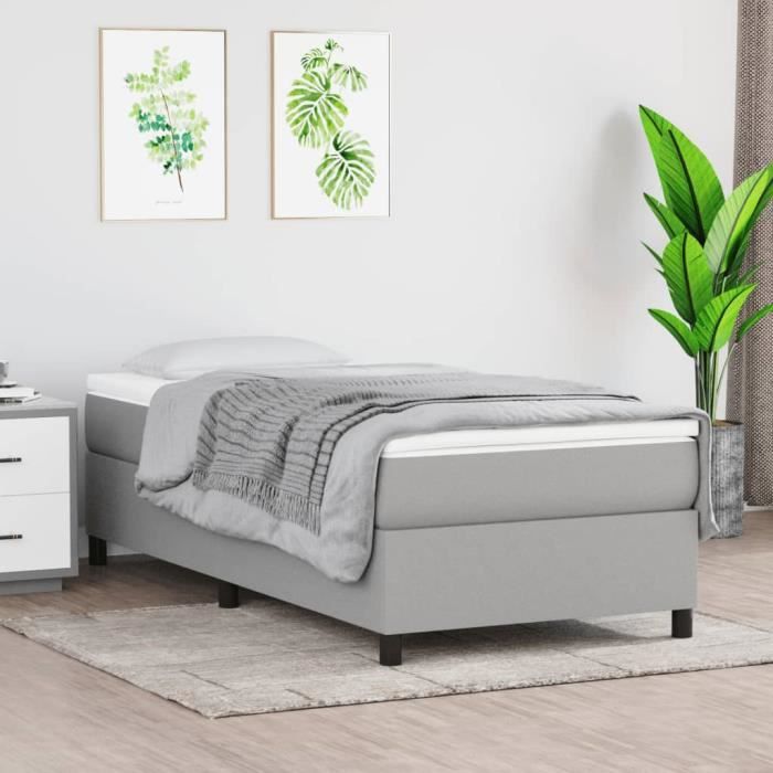 3144375 vidaXL Lit à sommier tapissier avec matelas Gris clair 80x200 cm Tissu
