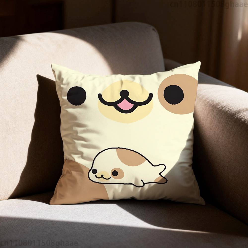 PINK Kawaii MMamegoma Pillow Case Square DoubleSided Printing Short Plush Sofa Cushion Cover Bedroom Bedside Pillow