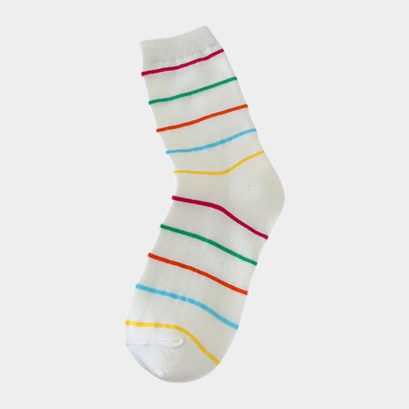 

Color Polka Dot Pure Cotton Socks Women S Medium Tube Socks Tide Girls Japanese White Stockings One Size