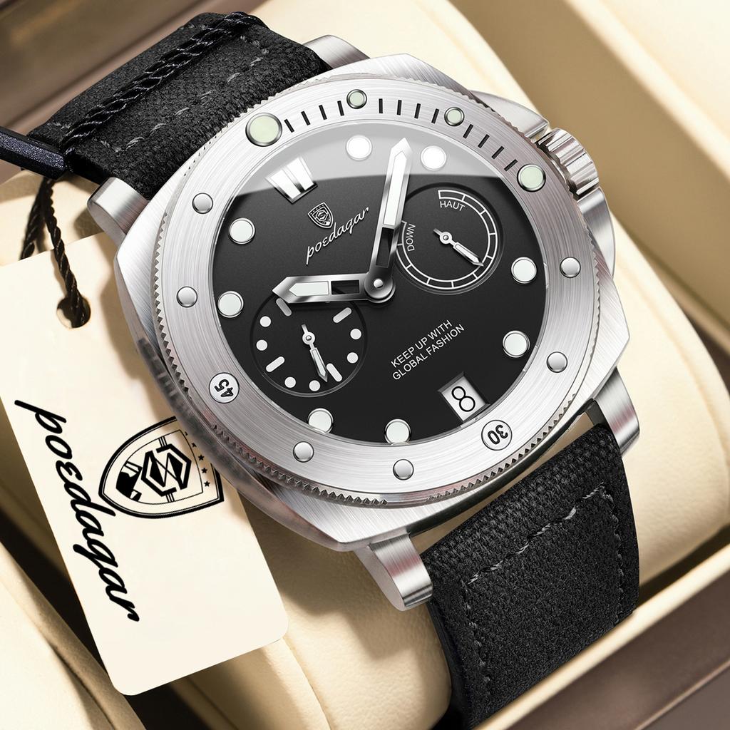 POEDAGAR High Quality Watches for Man Waterproof Luminous Date Exquisite Men Clock Nylon Leather Quartz Fashion Wristwatch