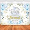 Baby Blue Elephant Birthday Party Photography Background Baby Bath Boy Banner