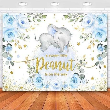 Baby Blue Elephant Birthday Party Photography Background Baby Bath Boy Banner
