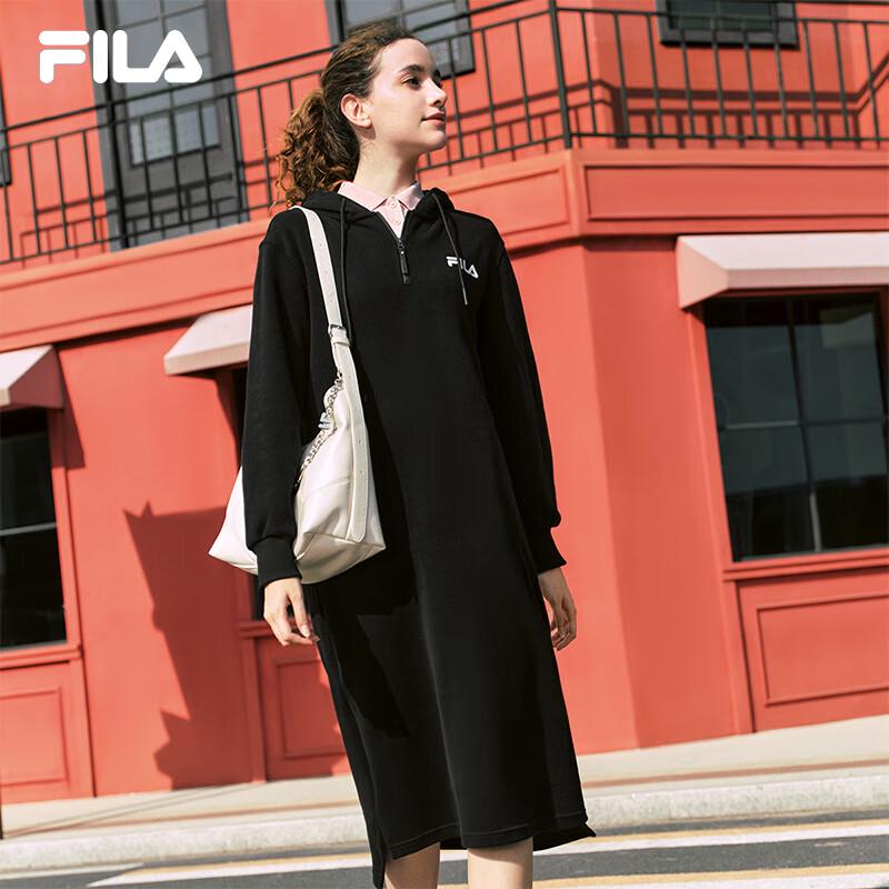 FILA Women's Long Hooded Sweatshirt Dress