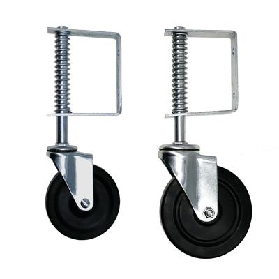 Spring-Loaded Gate Casters with Universal Mount 4-Inch 5-Inch Hard Rubber Gate Wheel Suspension 50kg Load-bearing