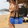 Oversized Beach Tote Tote With Pockets Mesh Large Beach Tote Bag 8 Pockets Nylon Beach Towel Bag External Zipper Beach Tote