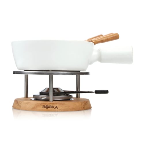 BOSKA Fondue Pot, White, 290 X 225 X 190mm, 1L, for Cheese Fondue, 4 People, Bianco, 340029