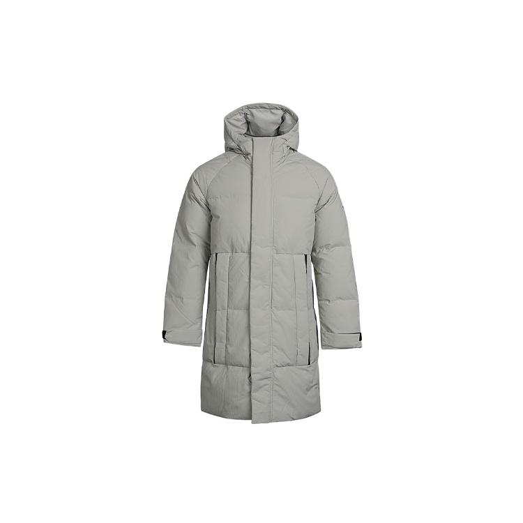 adidas Solid Color Zipper hooded down Jacket Gray Men s FT2489 S