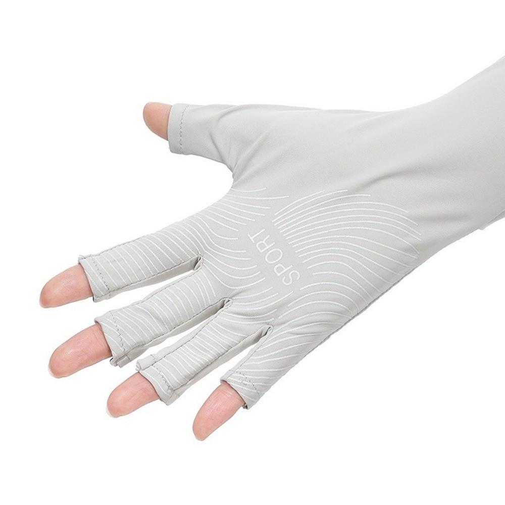 Non-slip Long Sleeve Solid Color Sunscreen Sleeve Gloves Simple Ice Silk Arm Sleeve  Riding