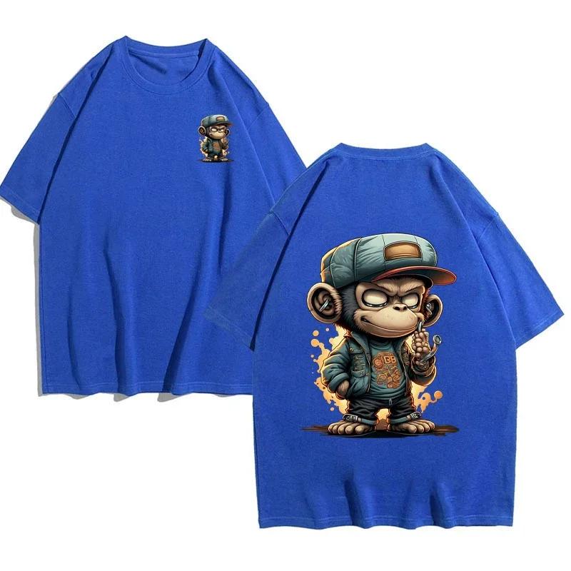 Men's Animal T-Shirt Hip Hop Monkey Print Everyday Versatile Everyday Casual Short Sleeve European Size T-Shirt Street Harajuku