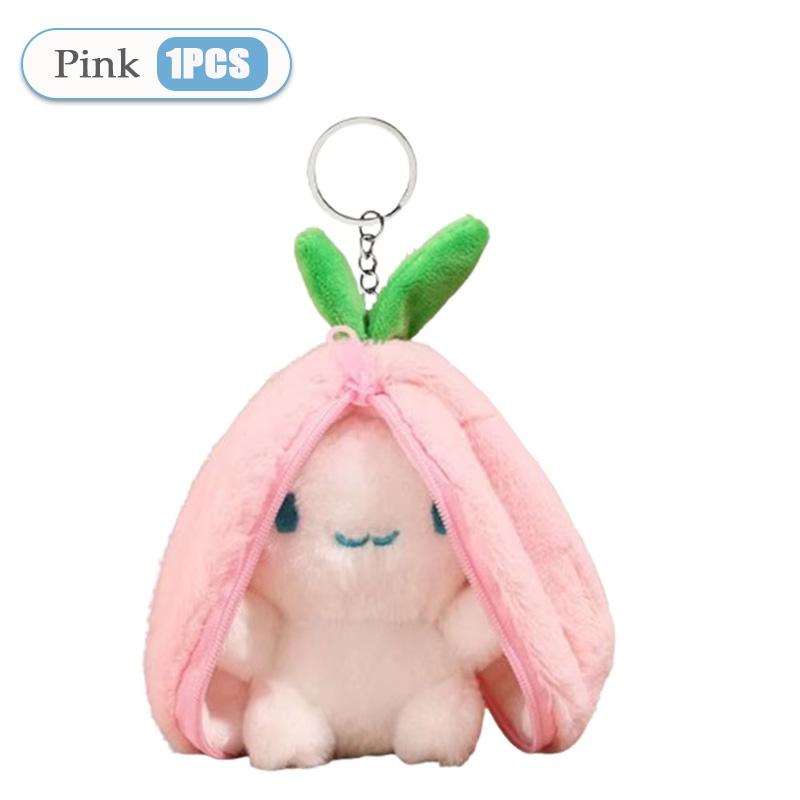 1-20PCS Funny Joy Kawaii Fruit Bunny Plush Toy Cute Carrot Strawberry Turn Funny Joy Rabbit Plush Toy Kids Birthday Easter Gifts