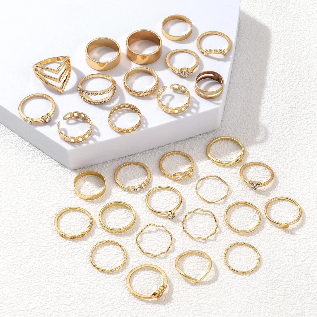 European and American Popular Love Geometric Ring Open Multi-joint Ring Irregular Ring Set Hot-selling Parts