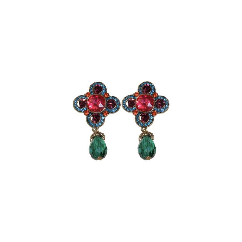 Vintage Silver Needle Diamond Flower Teardrop Earrings - Light Luxury Court Style Fashion Studs for Women