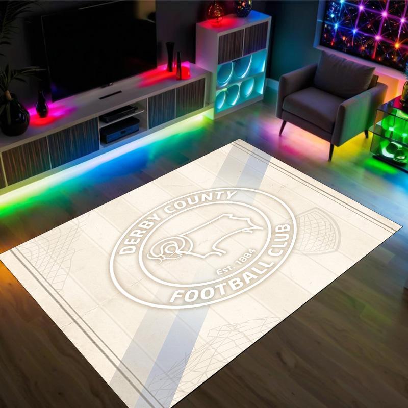 Derby County Design Crystal Velvet Carpet Cozy Non?Slip Printed Rug For Bedroom Living Room Entrance