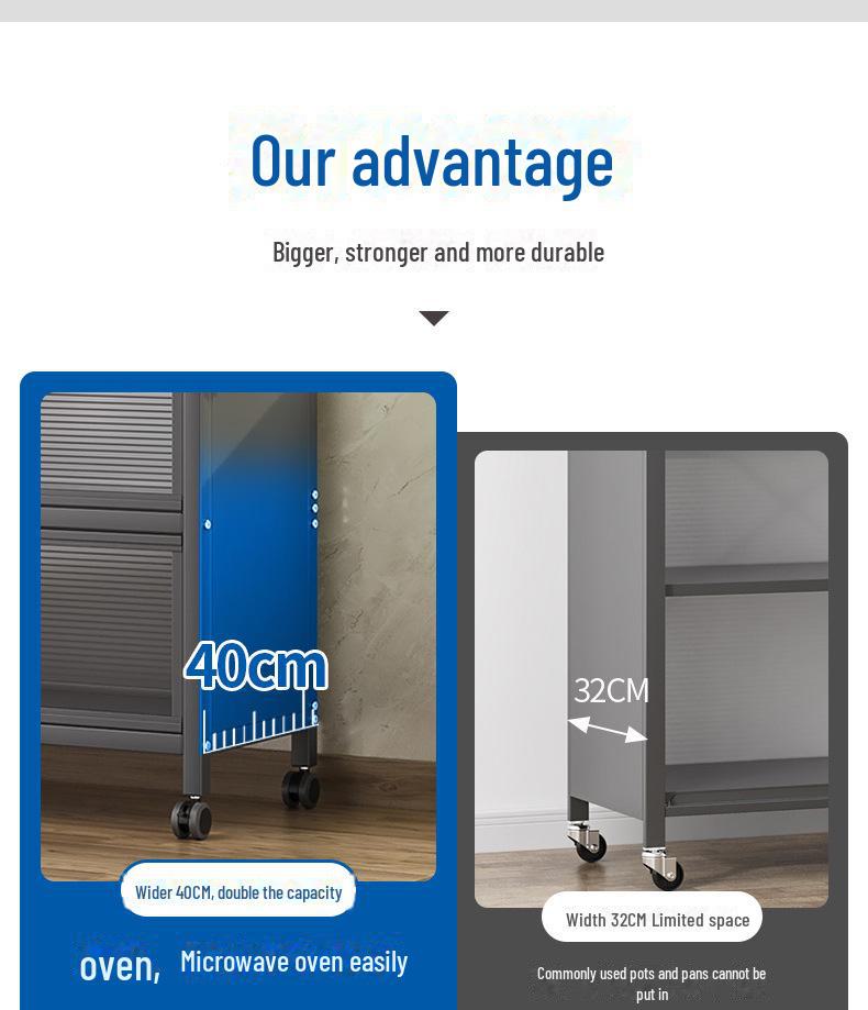 Kitchen Storage Cabinet with Microwave and Pot Rack