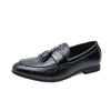 Men's Casual Leather Tassel Loafers, Size 48 - British Style Crocodile Pattern Slip-ons for Autumn