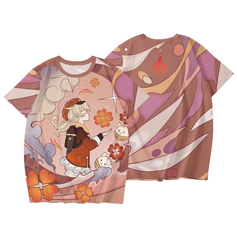 Popular Game Genshin Impact Cosplay T-shirt 3D Klee Print Cartoon T Shirt Fashion Short Sleeve Crew Neck Y2k Top Summer Clothing