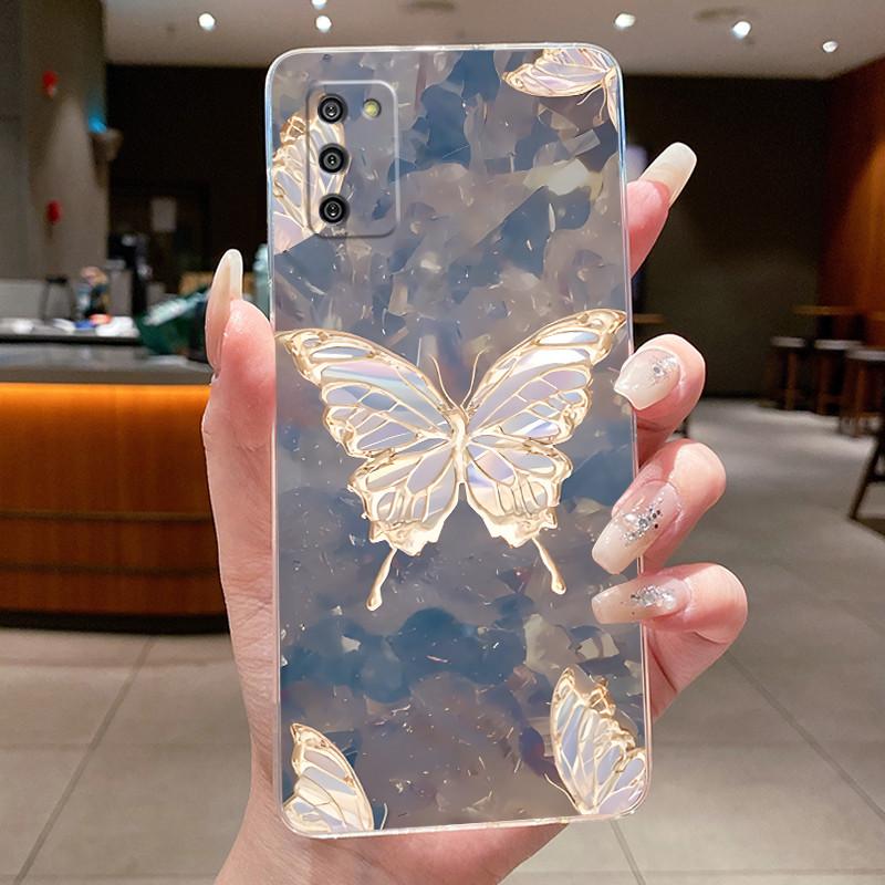 Case For Samsung A03S A02S Clear Luxury Fashion Butterfly Flower Soft TPU Silicone Phone Cover for Samsung Galaxy A02S/A03S Case