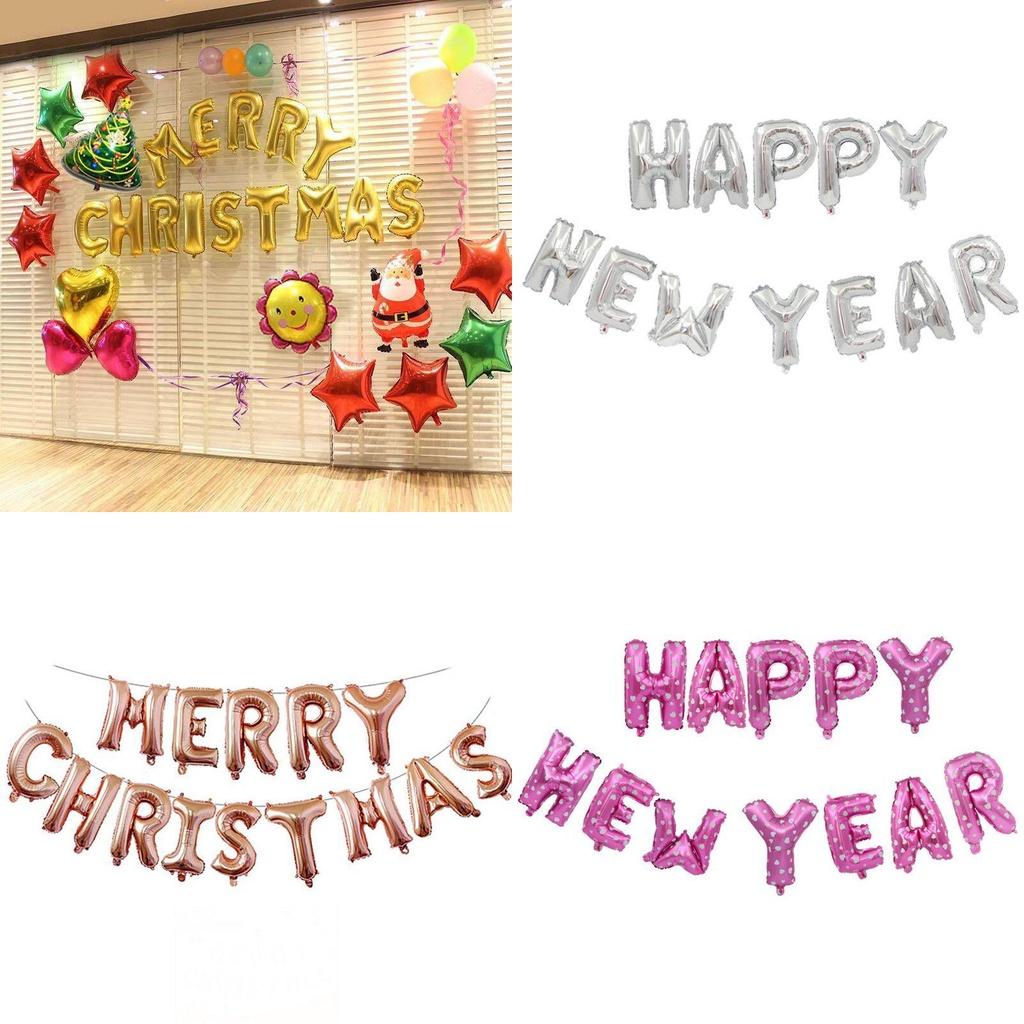 Merry Christmas Balloons And Happy New Year Party Decoration For Festive Celebrations