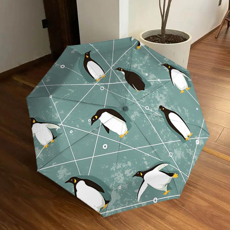 1 Stück Pinguin Netz Automatischer Faltregenschirm - Tragbares faltbares Design, 8-Rippen Eisenrahmen, Verspieltes Design yy251215215