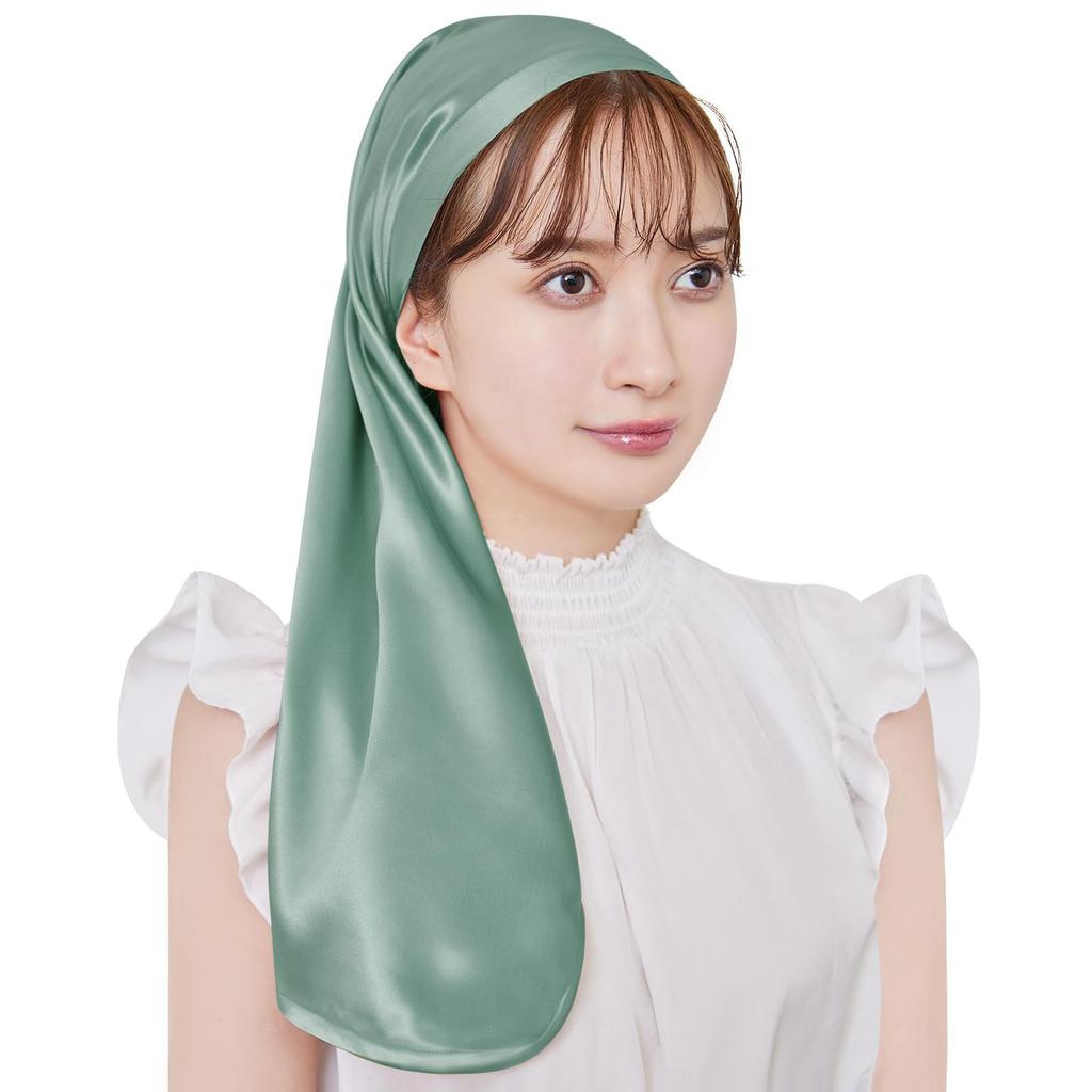 Utukky Silk Night Cap for Long No Shedding Until Adjustable Prevents Split Ends and Perfect for Birthday Aqua Green Hair, Cylindrical, Easy-to-Use,