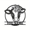 Metal Cow Wall Art Farmhouse Decor Rustic Flower Tin Sign for Living Room Bedroom Barn Wedding Gift