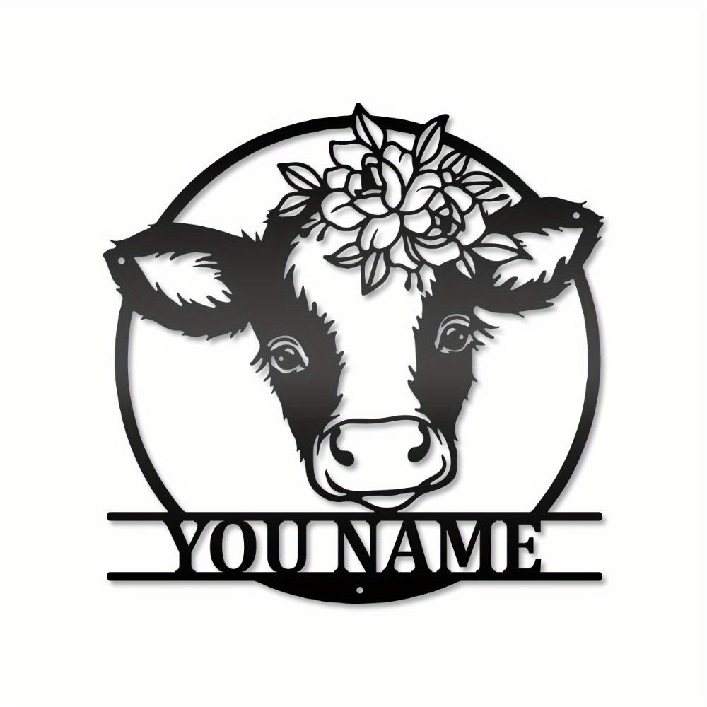 Metal Cow Wall Art Farmhouse Decor Rustic Flower Tin Sign for Living Room Bedroom Barn Wedding Gift