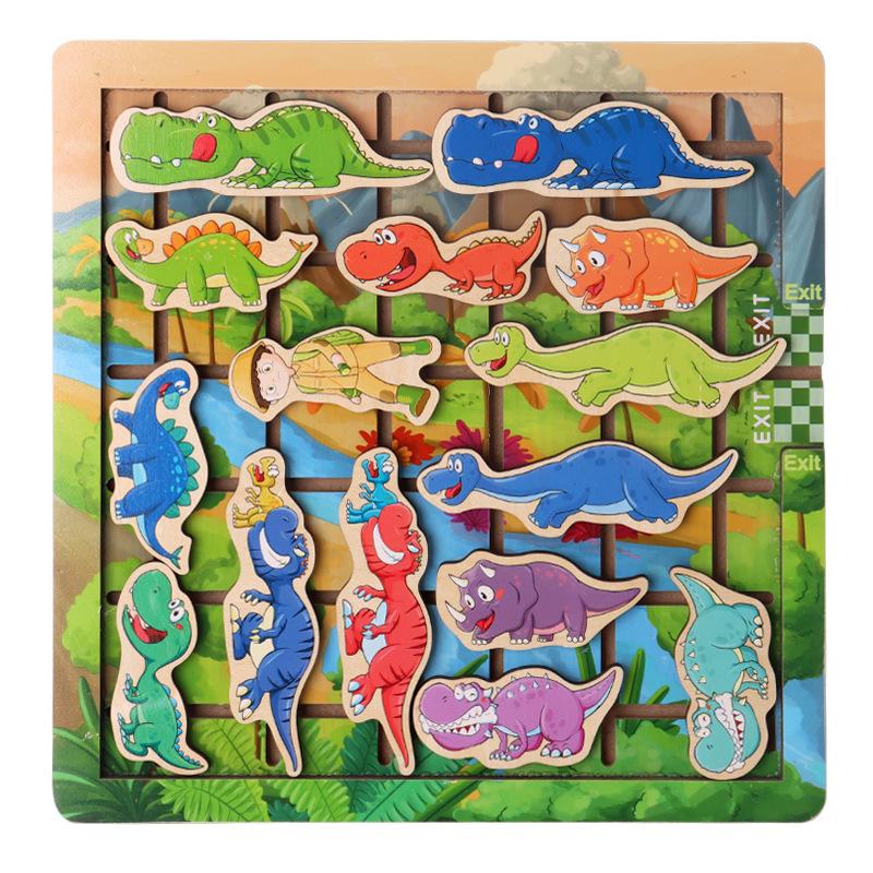 

Wooden Children S Early Education Car Huarong Road Moves The Car Out Of The Warehouse Logical Thinking Training Toy Jurassic Game Board Game