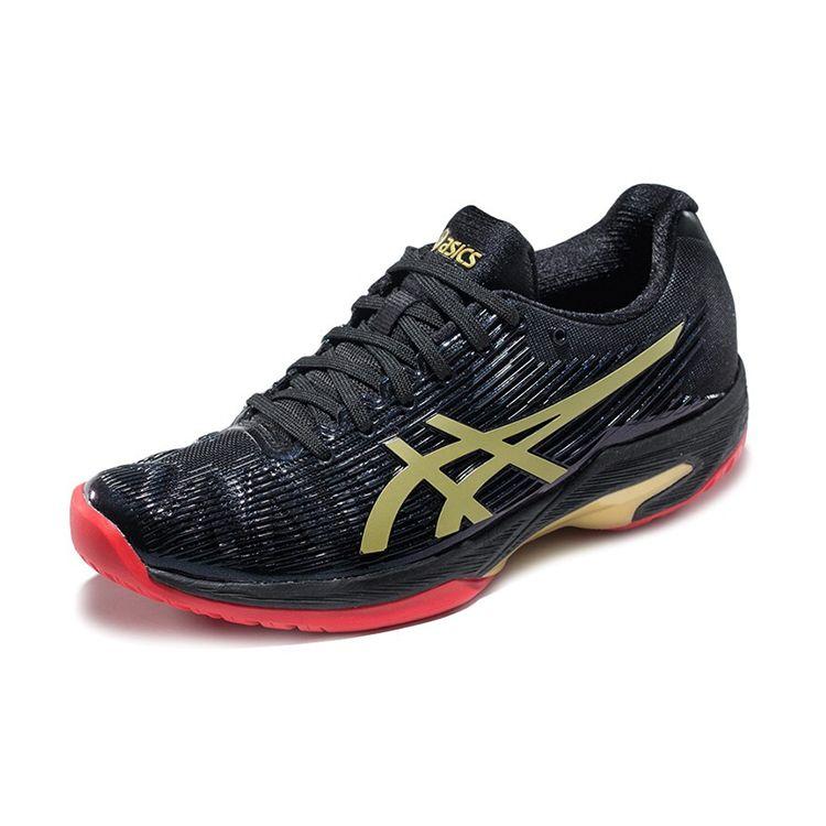 Asics Solution Speed FF L.E Low Top Running Shoes Women Running Shoes Black Gold 1042A047-001