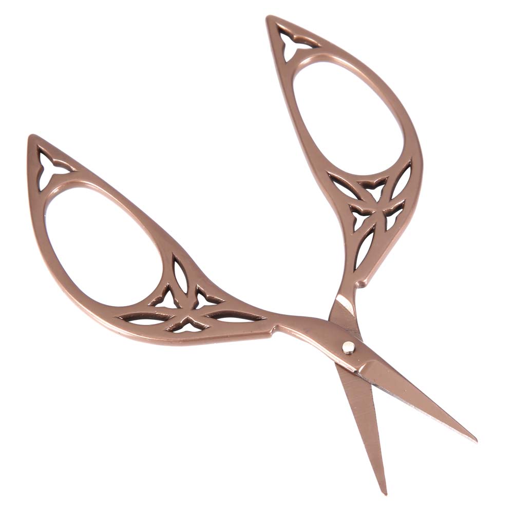 Vintage Creative Leaf Design Scissors Stainless Steel Household Needlework Scissors (Tawny)