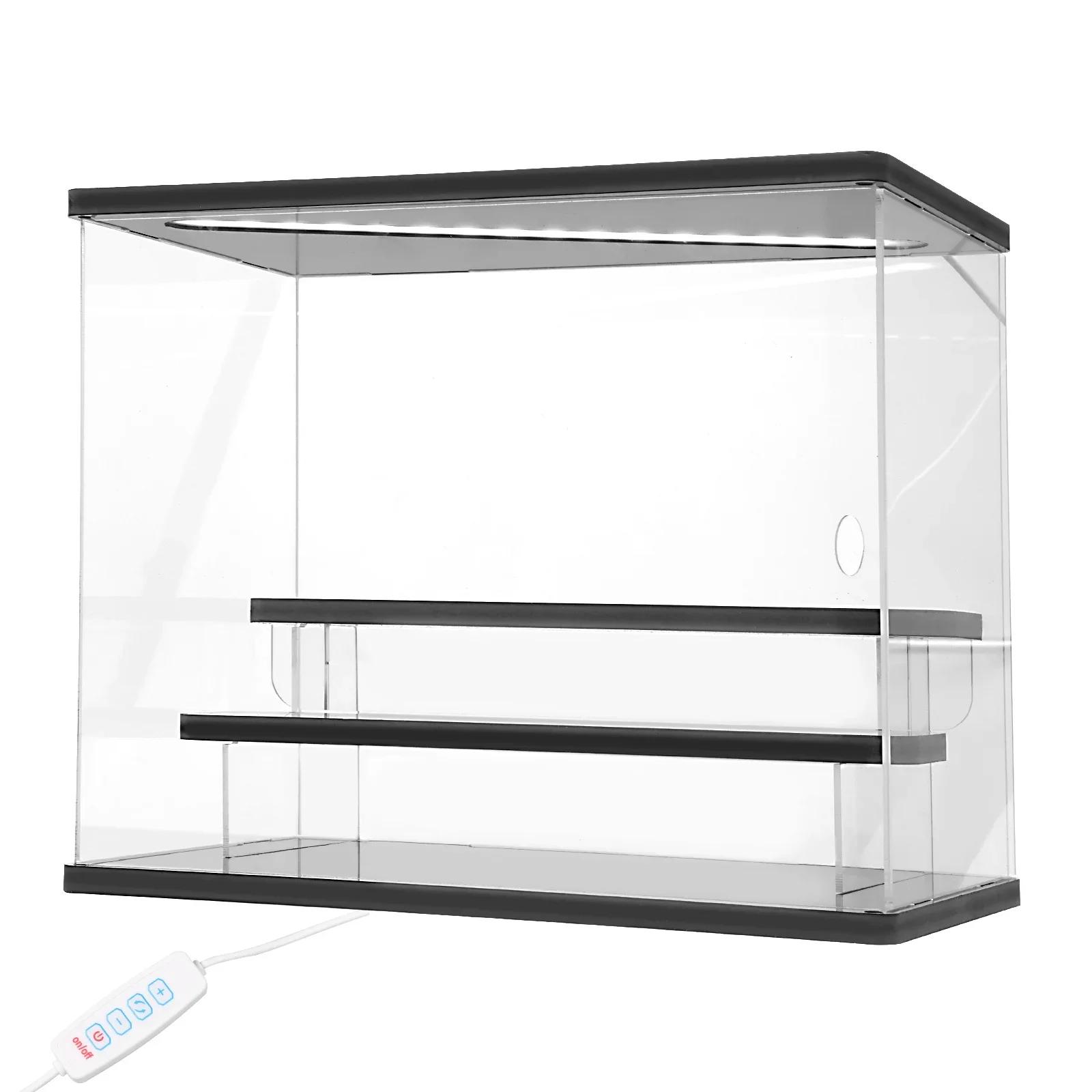 

3/5 Tiers Acrylic Display Rack Transparent Blind Box Showcase LED Light Ladder Handmade Anime Car Model Dustproof Cabinet