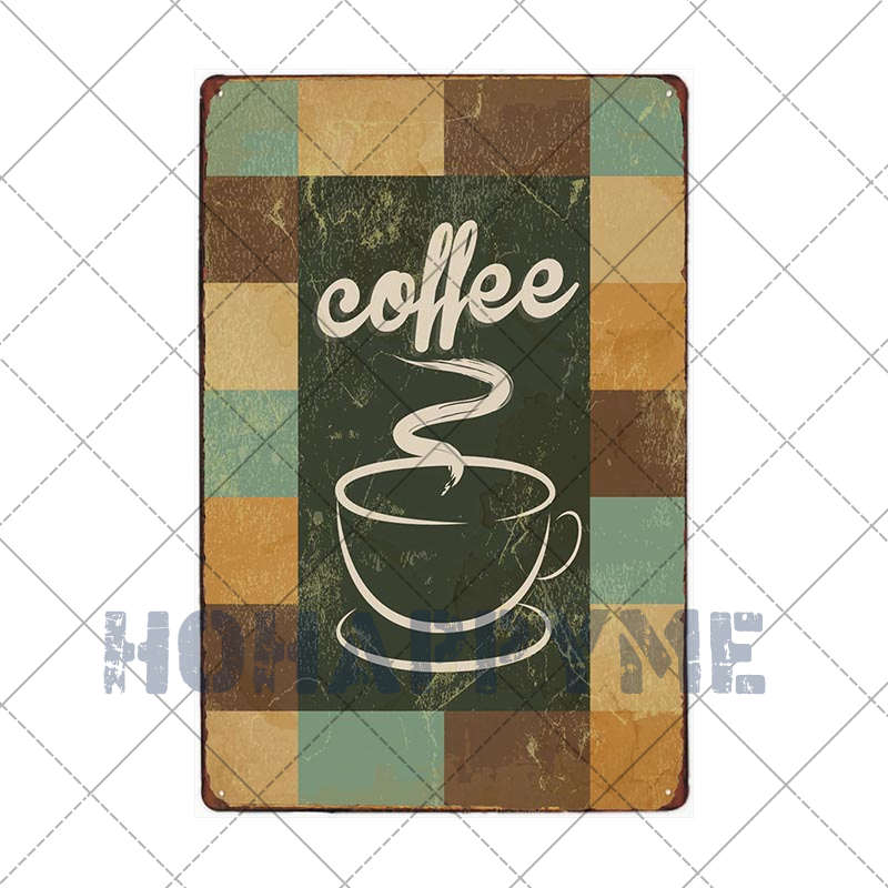 Letrero de Café Retro Decoración de Café Bar Placa Vintage Tienda de Bebidas Decorativo Pared Pub Club Póster 20x30cm