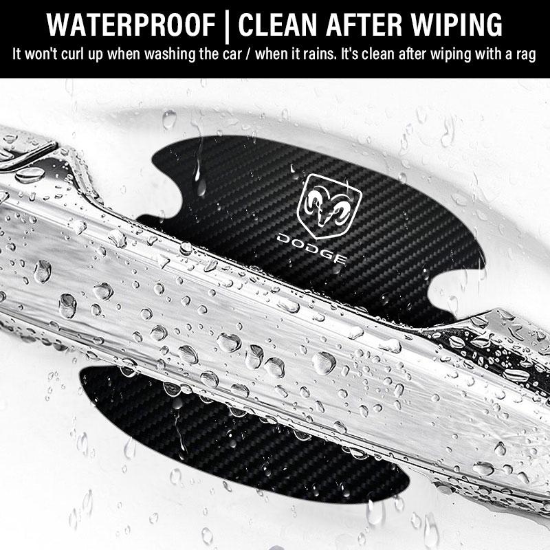 4 db/szett Autó Ajtókilincs Karcolásgátló Matrica Karbonszálas Dodge Journey Caliber Challenger Charger Ram 1500 Stratus Dart Dakota Durango