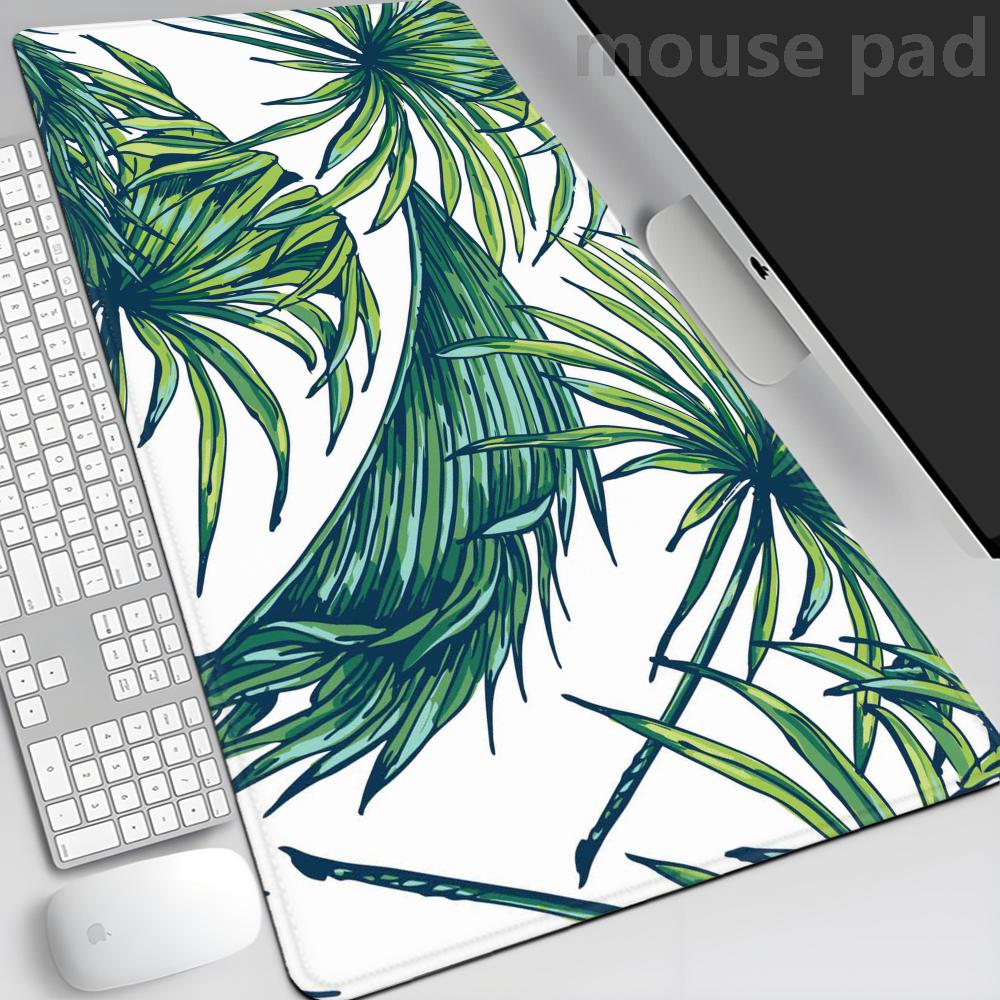 Green Tropical Plants Desk Mat Mousepad Computer Deskmat x Mouse Pad Kawaii Office Accessories Pc Table Rug Xxl Mouse Mats