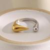 MamacitaSlay Unique Cool 316L Stainless Steel Two Tone Bird Beak Shaped Asymmetrical Open Ring Waterproof Jewelry Women's Ring