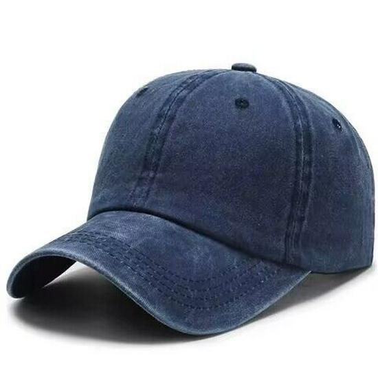 Unisex Washed Cotton Distressed Baseball Cap - Solid Color Soft Top Hat for Men and Women