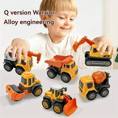 6pcs Alloy City Engineering Vehicle Set High Quality Toy Car Set Youngsters's Portable Toy Car Set Multi Youngsters Interactive Toy Car Youngsters's