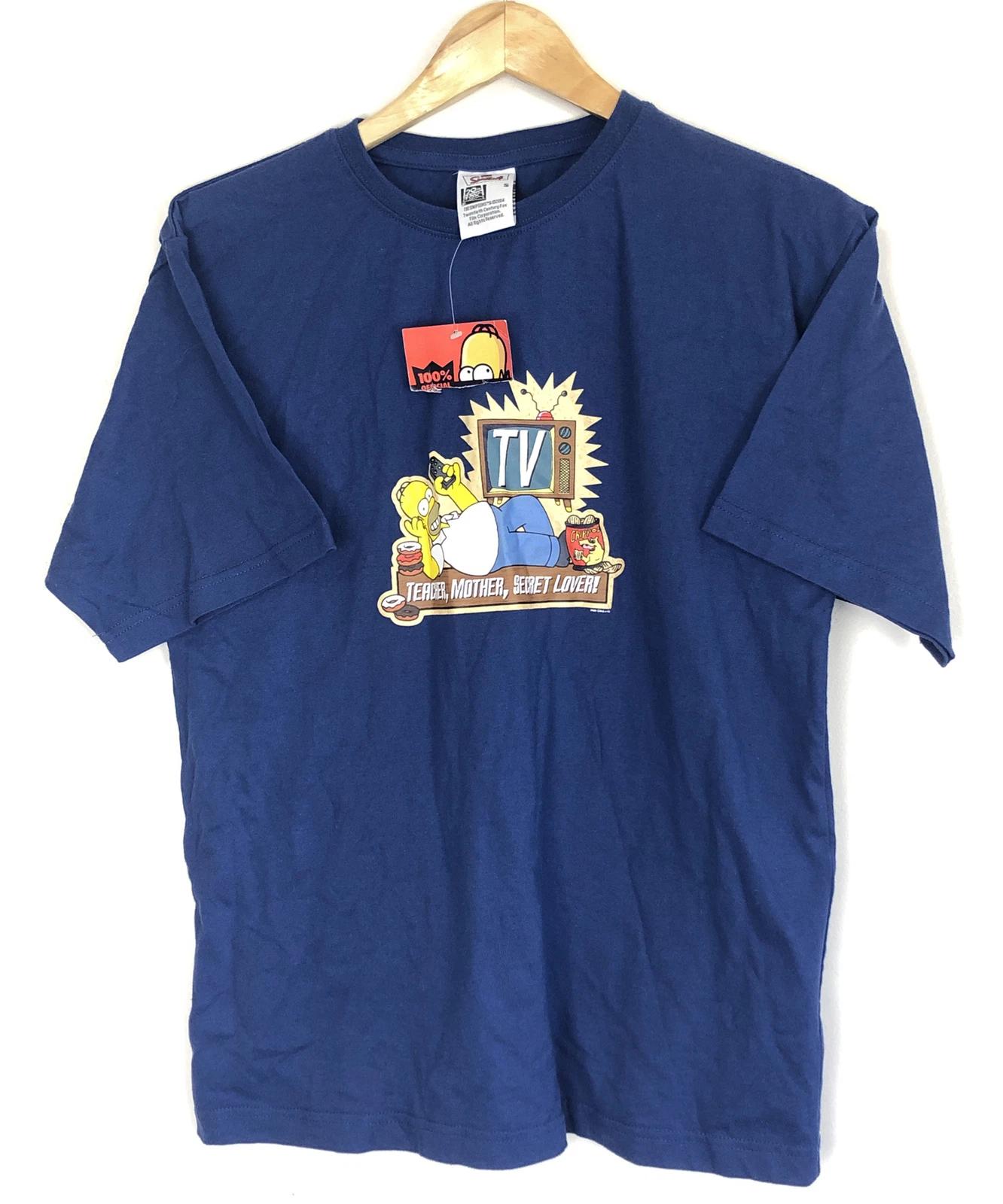

NEW Vintage The Simpsons 2004 TV Funny Mens Blue T-shirt Size SMALL Homer Lazy 2XL