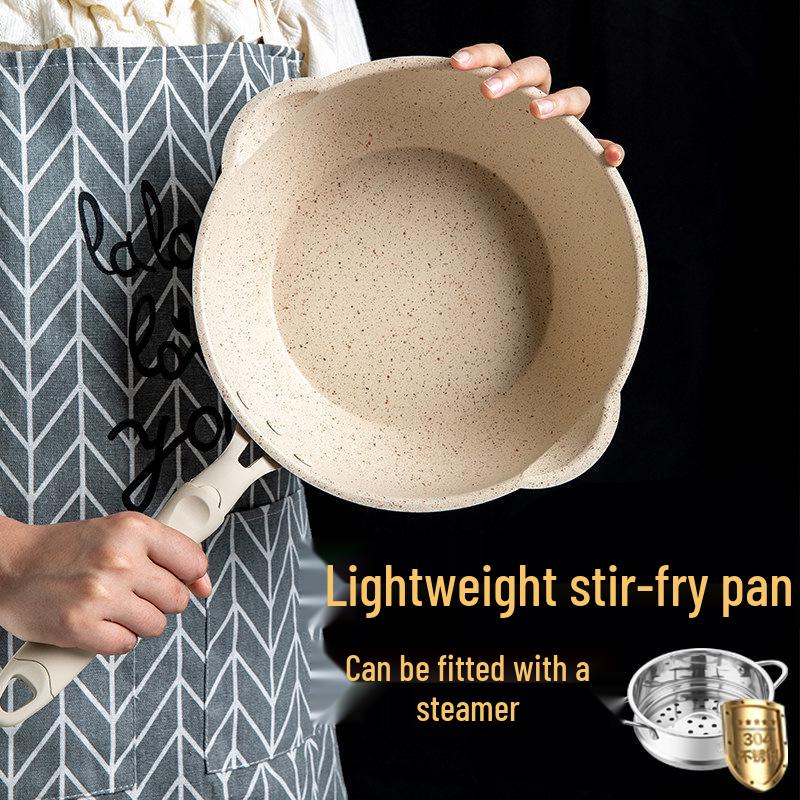 

Compact Maifan Stone Non-Stick Wok – Extra Light, Single-Serve Stir-Fry Pan for Home or Baby Food 20cm Black without Lid