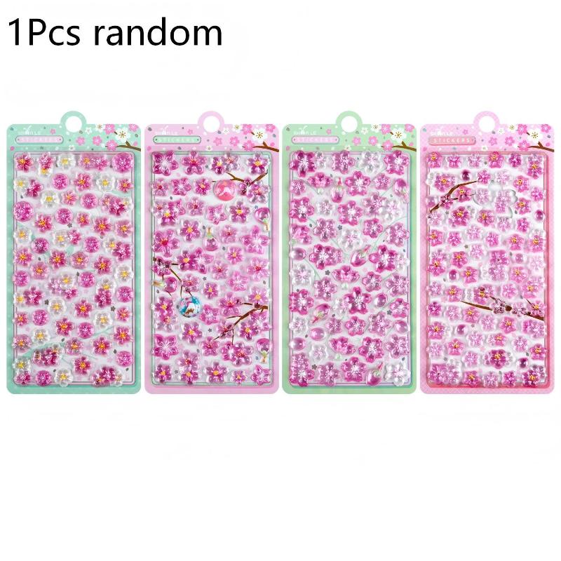 Sweet 3D Cherry Blossom Sticker Romantic Trendy Relief Flower Stickers Diy Scrapbooking Notebook Stationery Decal Decoration