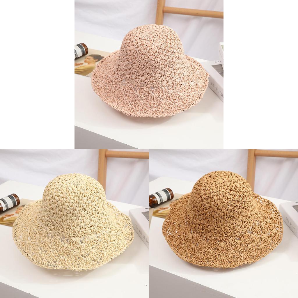 Summer Woven Straw Hat With Wide Brim For Adults And Kids Sun Protection Beach Vacation