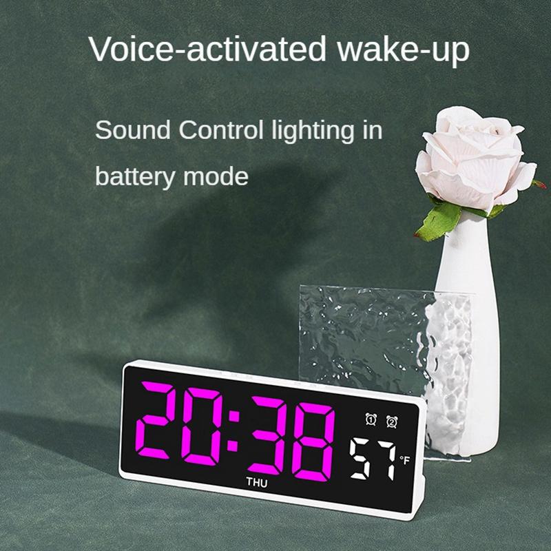 Digitaler LED-Wecker Temperatur Wochenanzeige Elektronische Tischuhr Sprachsteuerung Wecker Helligkeitseinstellung