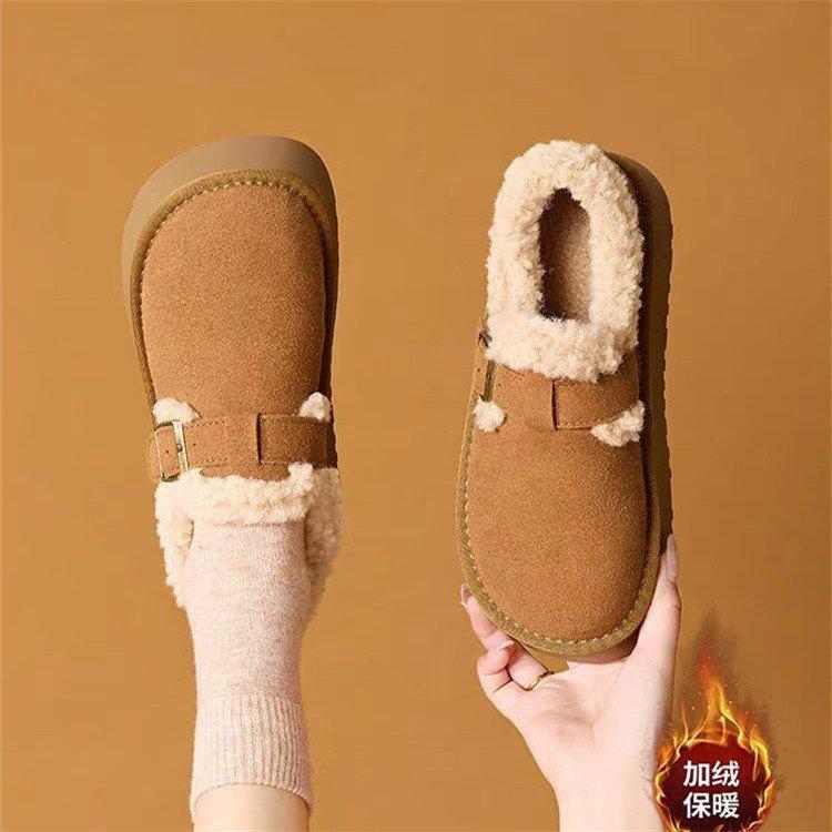 Beautiful New Choice Suede Single Shoes Muffin Bottom Rubber Deep Mouth Round Head Artificial Comfort Convenient Cotton Shoes