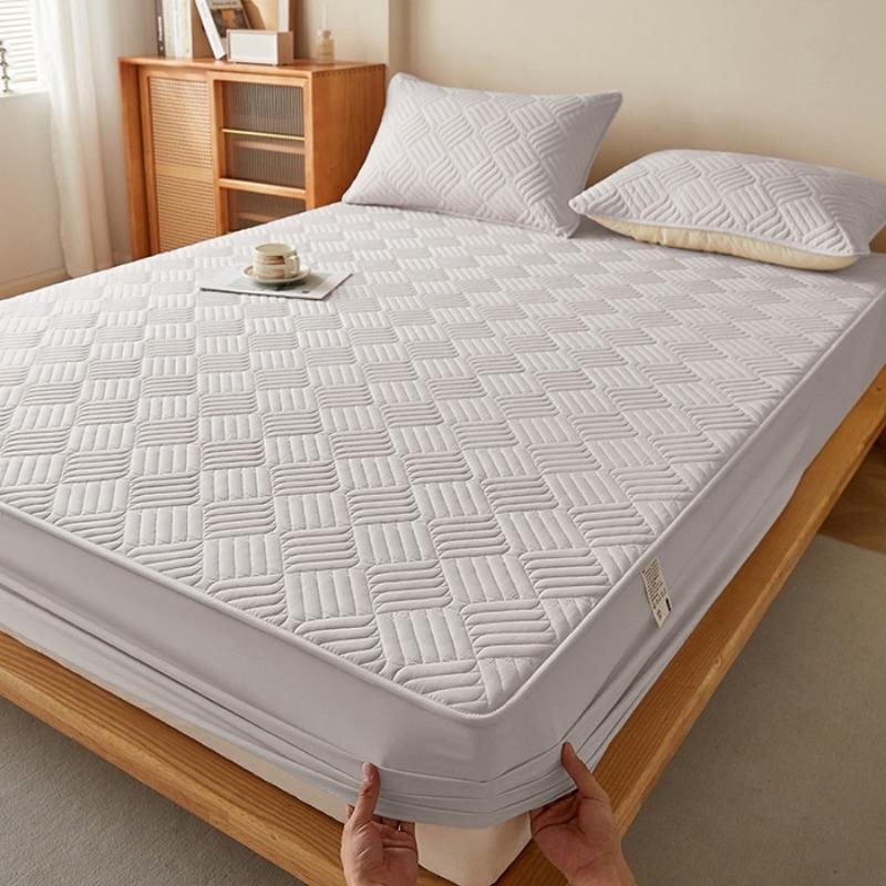 

2025 new solid color jacquard washed cotton polished padded fitted sheet available in all seasons, including pillowcases 120x200cm 3pcs