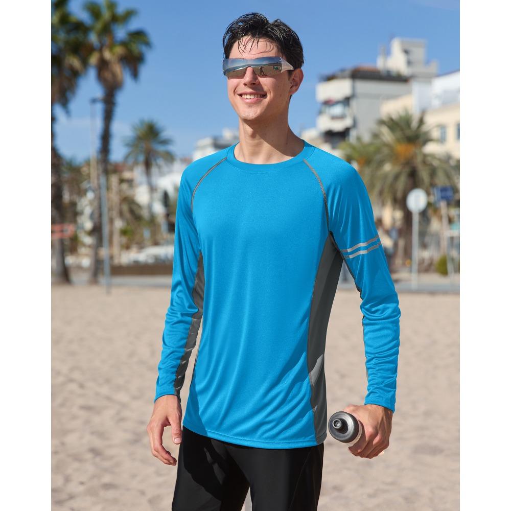 CHARMLEAKS Mens UPF 50+ Long Sleeve Rash Vest Quick Dry Rash Guards Surfing Swim Shirt
