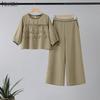 ZANZEA Women 3/4 Sleeve Blouse and Pants Casual Two Piece Suit Sets
