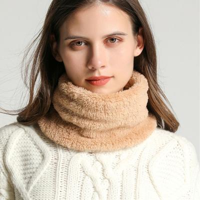 Women Thermal Scarf Solid Color Cold Weather Warm Scarf High Collar Coral Fleece Winter Comfortable Neck Wrap